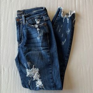 Judy Blue Women’s Ripped Indigo Skinny Jeans 3/26